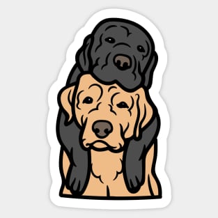 A cute Labrador and a Golden Retriever Drawing | 2 Dogs Sitting With Their Backs To You | For Labrador Owners | For Golden Retriever Owners Sticker